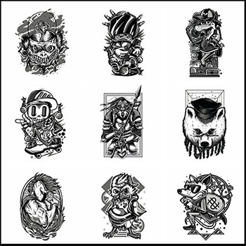 手绘徽章标志纹身图案设计第一素材网矢量素材精选