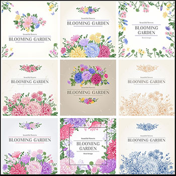 10款夏季花卉花纹卡片邀请函背景第一素材网矢量素材精选