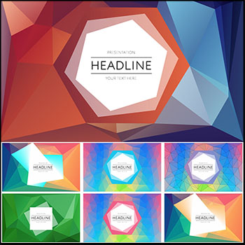 演示文稿PPT封面多边形彩色背景第一素材网矢量模板精选