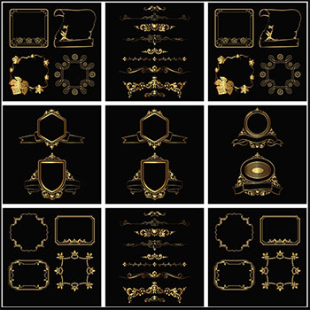 18套欧式金色花纹边框框架第一素材网矢量素材精选
