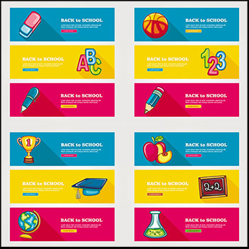 6套学习教育网站BANNER横幅矢量广告模板