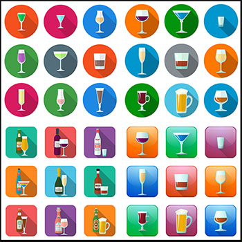 酒杯酒瓶矢量ICONS图标
