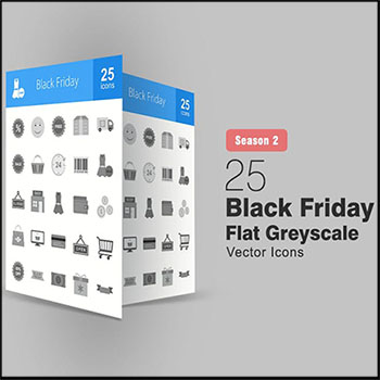 25个黑色扁平化星期五灰色图标AI/EPS/PNG/SVG素材