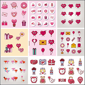 11套情人节爱情爱心情书ICONS图标第一素材网矢量插图精选