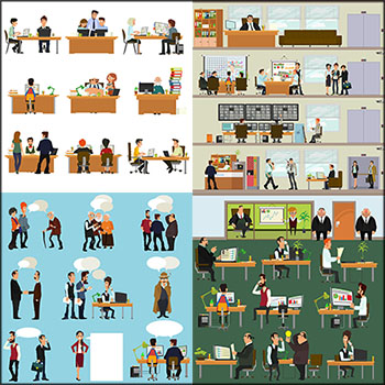办公室办公的商务人士办公的人物第一素材网矢量插图精选