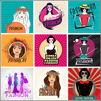 时尚卡通女性插画第一素材网矢量素材精选