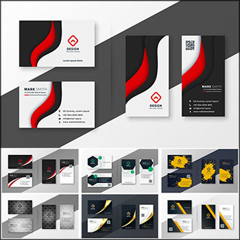 7套横版竖版大气企业名片第一素材网矢量素材精选