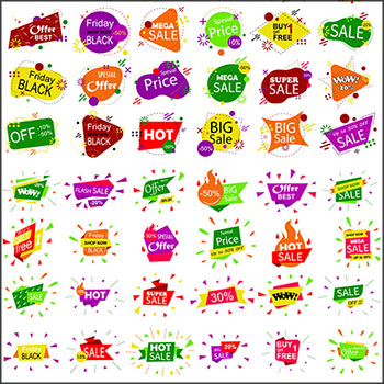 10套商场超市促销打折销售标签贴签贴纸第一素材网矢量素材精选
