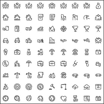100个保险金融线性图标第一素材网矢量素材精选
