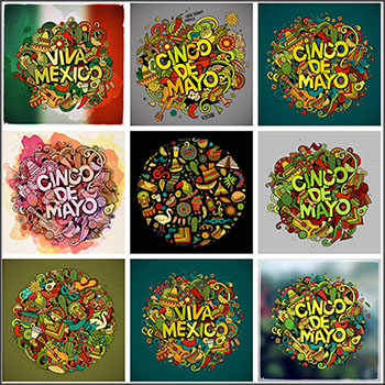 彩色手绘涂鸦美食图案背景第一素材网矢量素材精选