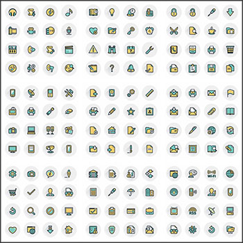 10款彩色线性扁平化矢量应用图标
