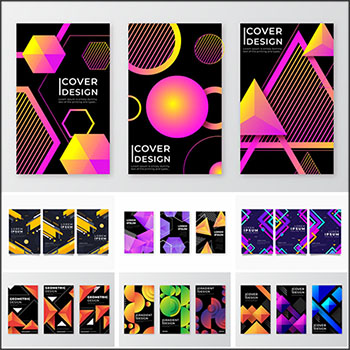 7套黑底渐变几何背景海报传单第一素材网矢量素材精选
