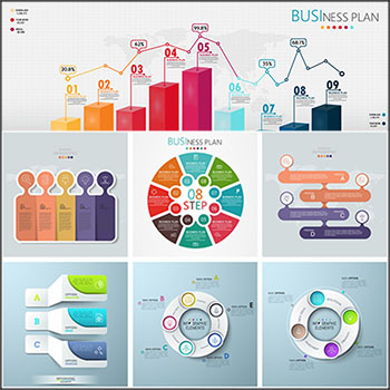 10款分布选项圆形业务信息图表第一素材网矢量素材精选