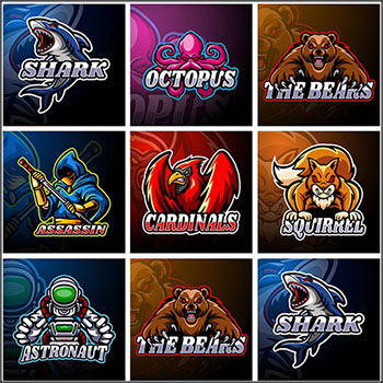 7款动物游戏LOGO图标标志印花第一素材网矢量素材精选