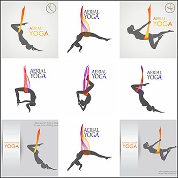 8款做瑜伽的女人剪影第一素材网矢量插图精选