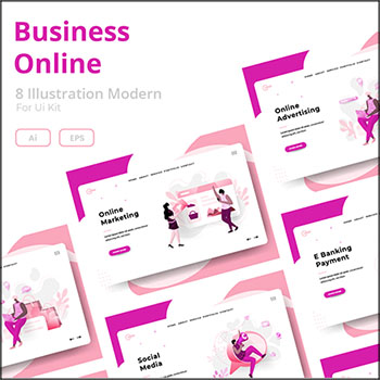 8款商业购物UI网页电商插图第一素材网矢量素材精选