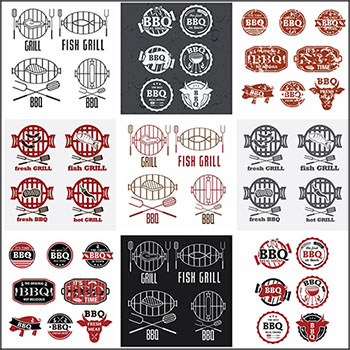 19款BBQ烧烤图标LOGO标志第一素材网矢量素材精选