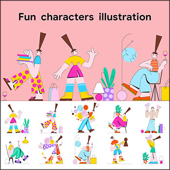有趣的UI卡通人物插画第一素材网矢量素材精选