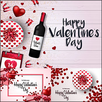 5款情人节爱情浪漫复古插画海报背景第一素材网矢量素材精选