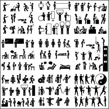 25套爱情工作办公打太极健身等人物剪影第一素材网矢量素材精选