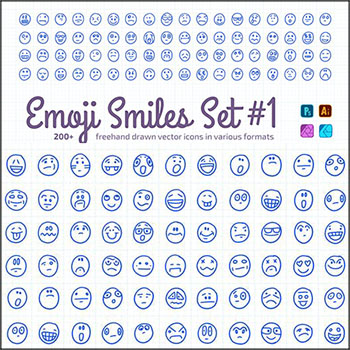 216个蓝色手绘表情图标第一素材网矢量素材精选