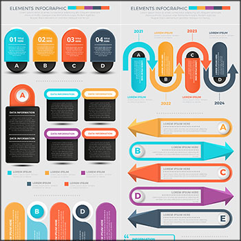 商业概念信息图表和140个图标第一素材网矢量素材精选