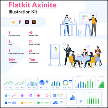100+办公人物办公场景信息图表UI网页插图第一素材网矢量素材精选