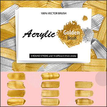 金色金属质感画笔AI矢量笔刷