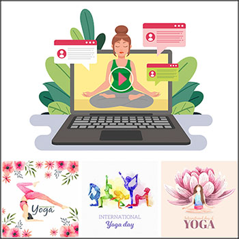 10款YOGA瑜伽健身运动海报第一素材网矢量插图精选