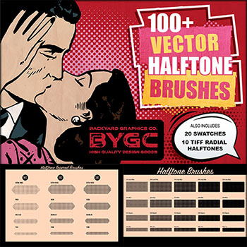 100+半色调画笔条纹和图案矢量AI笔刷