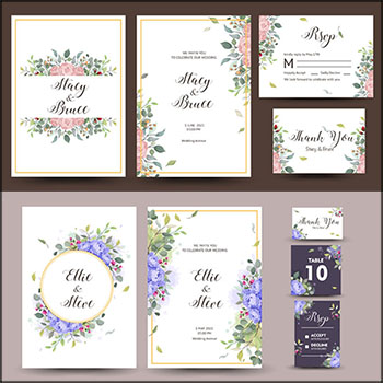 6套花卉装饰邀请函卡片贺卡第一素材网矢量素材精选