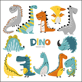 可爱卡通恐龙动漫插图第一素材网矢量素材精选