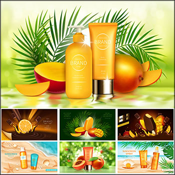 8款夏季水果化妆品护肤品横幅海报PSD模板