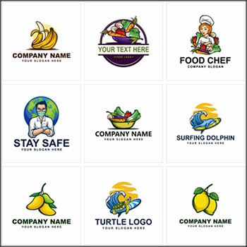 11款夏季水果蔬菜动物LOGO标志第一素材网矢量素材精选