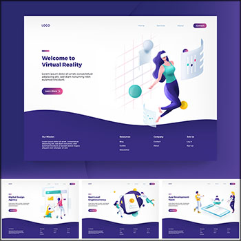 6款网页APP登陆页概念插画PSD/AI第一素材网矢量插图精选