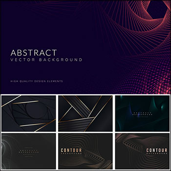 9款波纹曲线黑色抽象背景第一素材网矢量素材精选