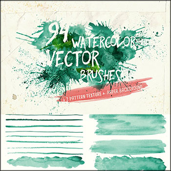 98个水彩艺术笔刷AI矢量笔刷