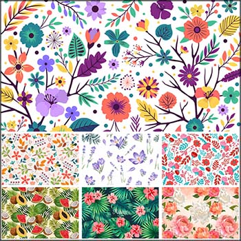 8款夏季水果小碎花花卉背景第一素材网矢量素材精选