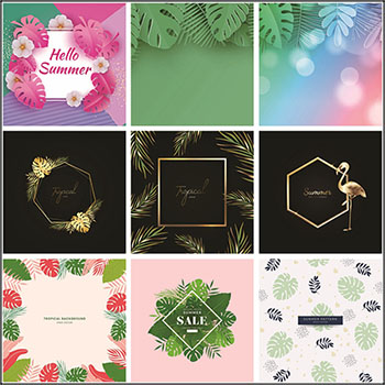 10款夏季热带植物背景超市促销打折横幅第一素材网矢量素材精选