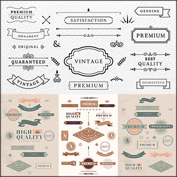 9套复古徽标和横幅第一素材网矢量素材精选