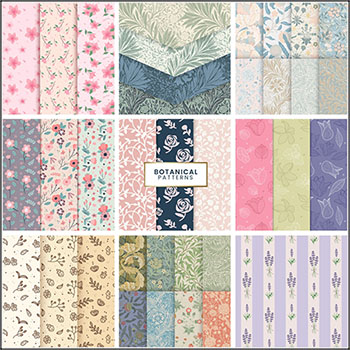 绿色叶子花卉和小碎花无缝背景第一素材网矢量素材精选