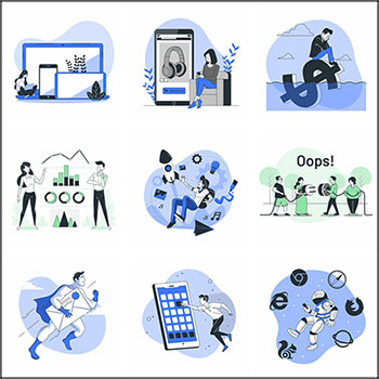 15款科技金融影音网站APP登陆第一素材网矢量插图精选