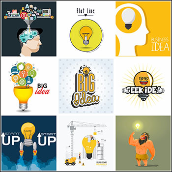 创意Idea设计理念灵光一闪系列第一素材网矢量插图精选