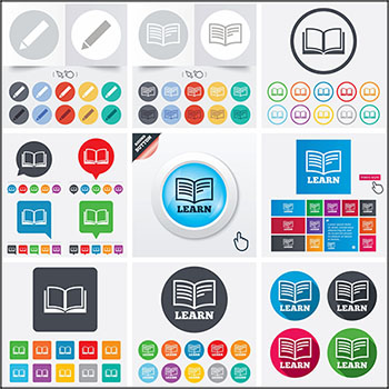 9套书本书签阅读第一素材网矢量图标精选LOGO标志