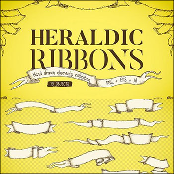 10款丝带彩带形状手绘横幅PNG/EPS第一素材网矢量素材精选