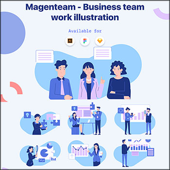 10款商业数据报告企业交流UI第一素材网矢量插图精选