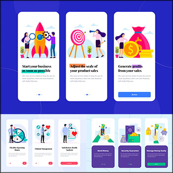 商业金融APP网站矢量UI插图