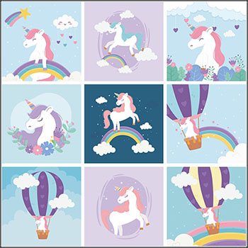 12款彩虹马独角兽第一素材网矢量插图精选