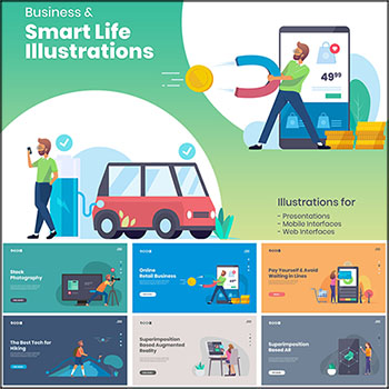 商业与移动支付智能生活UI第一素材网矢量插图精选