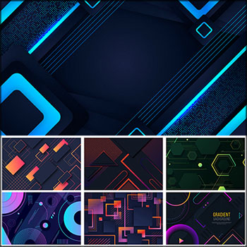 10款几何形状渐变深色抽象背景第一素材网矢量素材精选